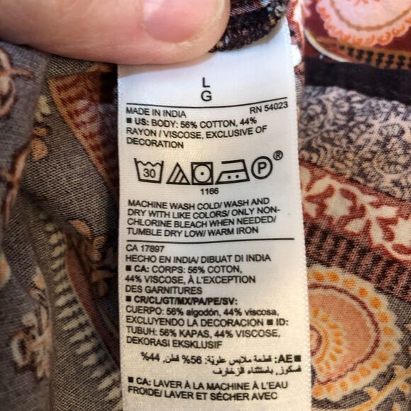 Old Navy Women Large Brown Floral Waist Defined Tiered Midi Peasant Dress Size L - Picture 8 of 8